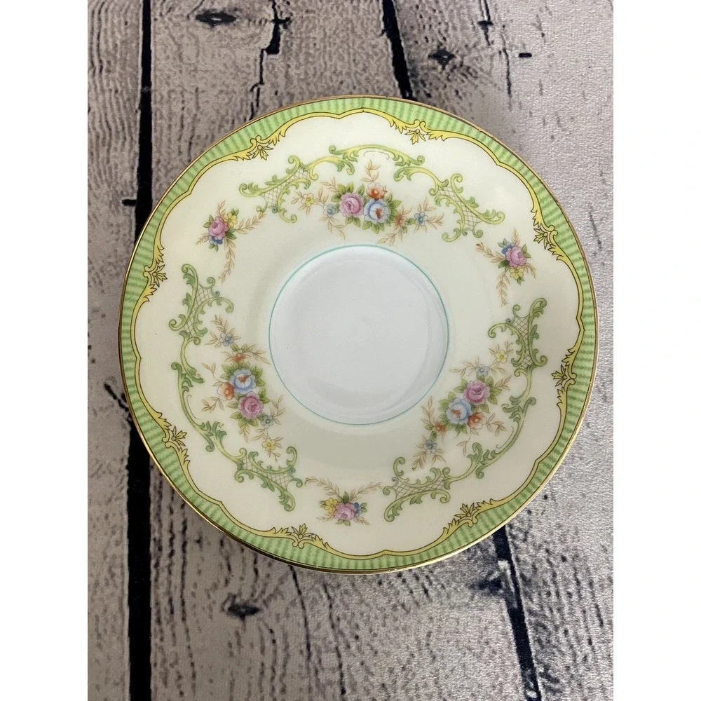 Noritake Marlene Green Trim Floral Sprays Saucer